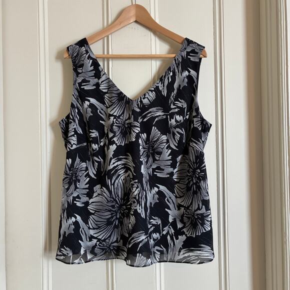 Alex Evenings Two Piece Top & Jacket 1X Black Floral Metallic Thread Detailing - Picture 5 of 10